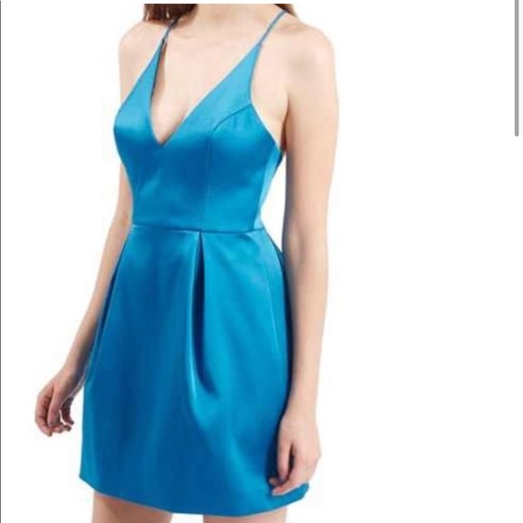 Topshop Blue Satin Dress - Picture 2 of 14